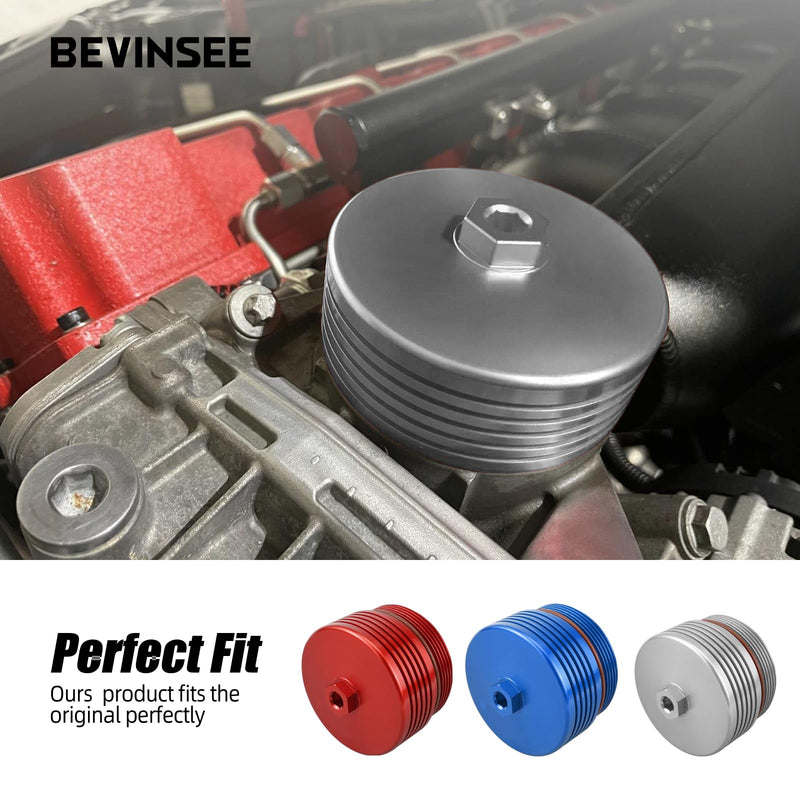 Bevinsee Oil Filtrar Housing Cover 11427525334 Compatible with BMW E90 E92 E91 E93 E60 E81 E82 E87 E88 320i 323i 325i 328i 335i 330i 523i 525i 528i 530i 535i N52 N54 N55 S55 Engines, Aluminum, Silver