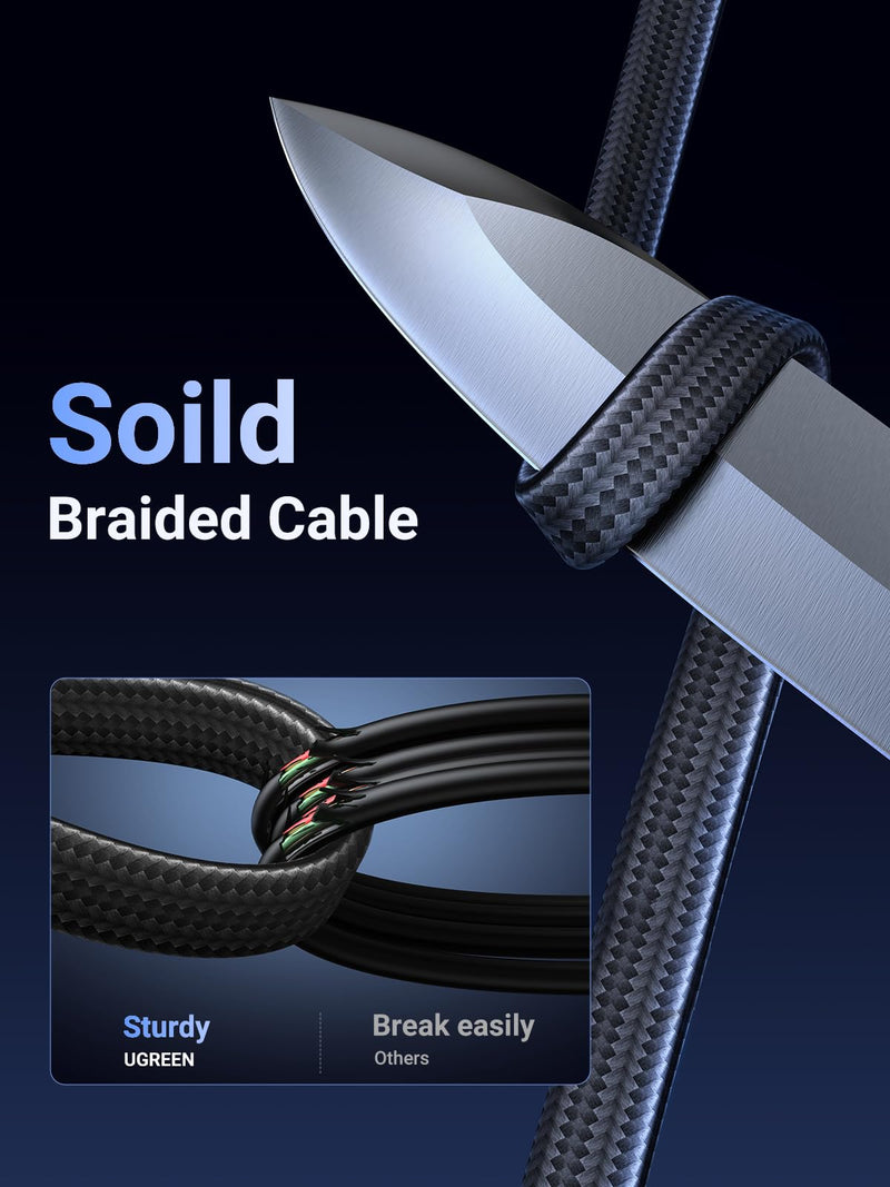 UGREEN Cat 8 Ethernet Cable 25FT, Flat High Speed 40Gbps 2000Mhz Internet Cable 26AWG Braided Network Cord RJ45 Shielded Indoor LAN Cables Compatible for Gaming PC PS5 Xbox Modem Router 25FT