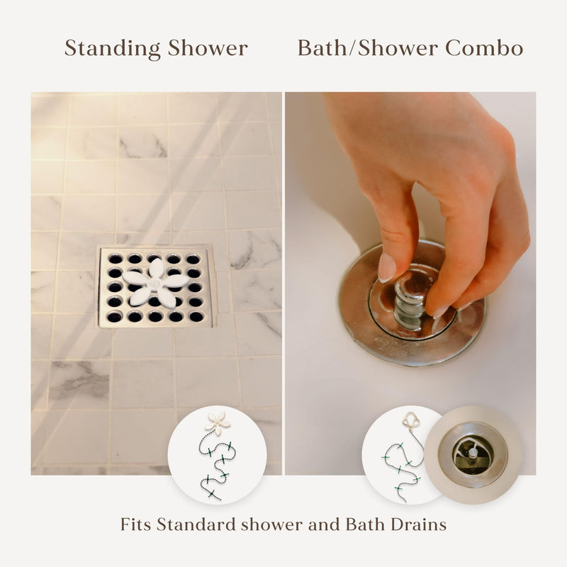 DrainWig Shower Drain Hair Catcher – Disposable Bathroom Hair Trap, Easy to Install in Shower Drain Cover, Helps Prevent Clogs – As Seen on Shark Tank – White Flower (12-Pack) 12 Count