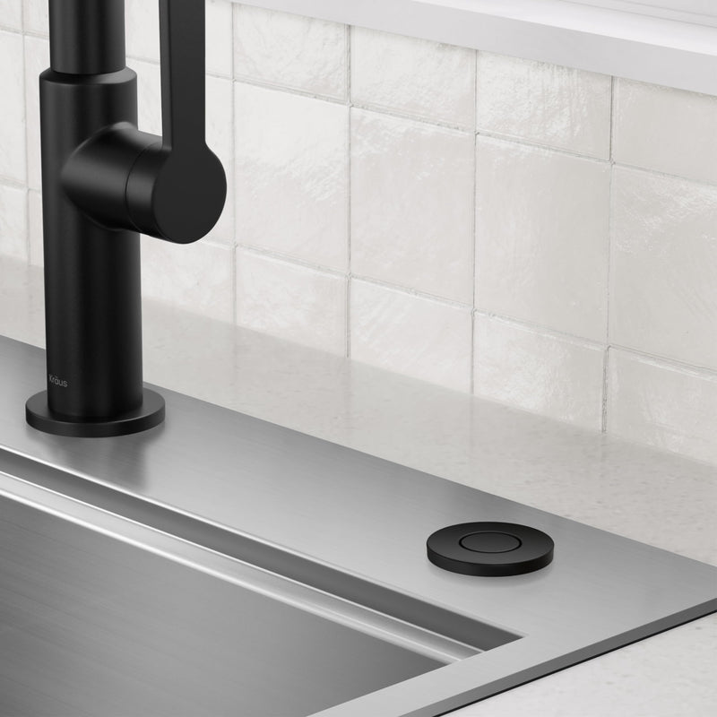 KRAUS Flat-Top Garbage Disposal Air Switch Button in Matte Black, KWDB-20MB – Push Button ONLY