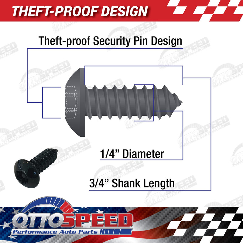 Anti-Theft License Plate Screws Fastener Kit - Rustproof Black Screws, Nylon Screw Inserts, Black Screw Covers, and Anti-Rattle Foam Pads for Fastening License Plates (Black Stainless Steel) 8-Black