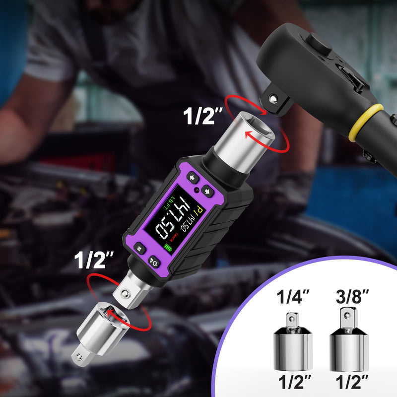 ANPUDS 1/2" Digital Torque Adapter Set (2.9-147.6 Ft-lb / 4-200 Nm) | Slim Electronic Torque Wrench Converter for Confined Spaces, ±2% Accuracy Torque Meter for Automotive, Motorcycle Repair 2.9-147.6 Ft.lb/4-200 Nm
