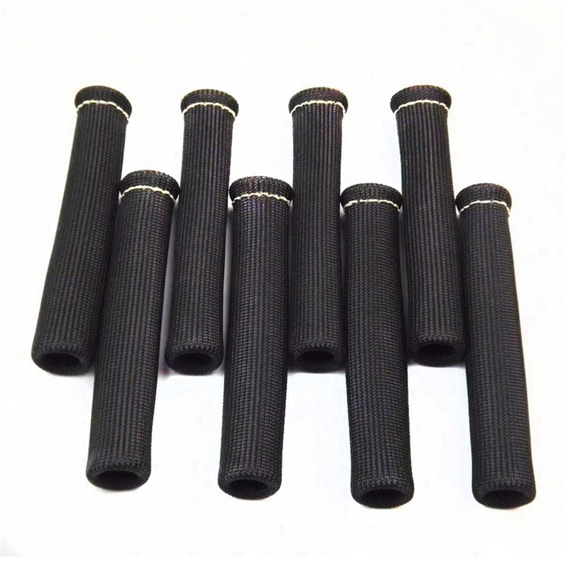 8pcs 2500° Spark Plug Wire Boots Heat Shield Cover Wire Boots Wrap Protector Sleeve For LS1/LS2 SBC BBC 350 454 Car Truck (Black) Black