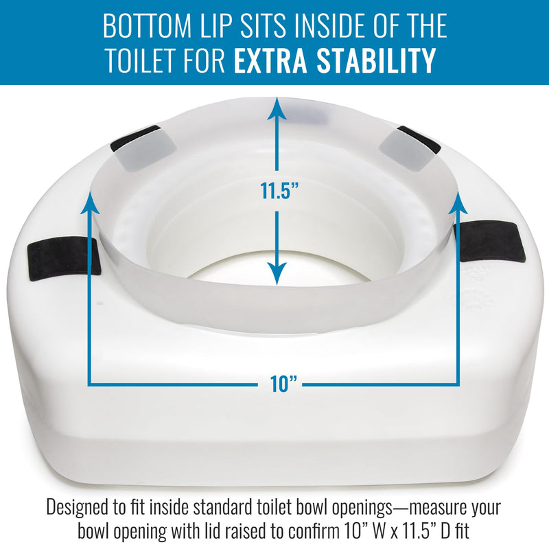 HealthSmart Enhanced Comfort 5" Raised (Round) Toilet Seat Risers for Seniors 5 Slip Resistant Pads FSA/HSA Eligible Padded Toilet Seat Elevation 15.7 x 15.2 x 6.1 New and Improved
