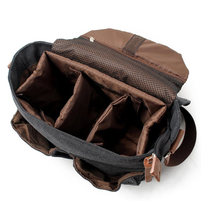 Men's Lightweight Vintage Waterproof Canvas DSLR SLR Shockproof Camera Shoulder Messenger Bag Sling bag Drak Grey