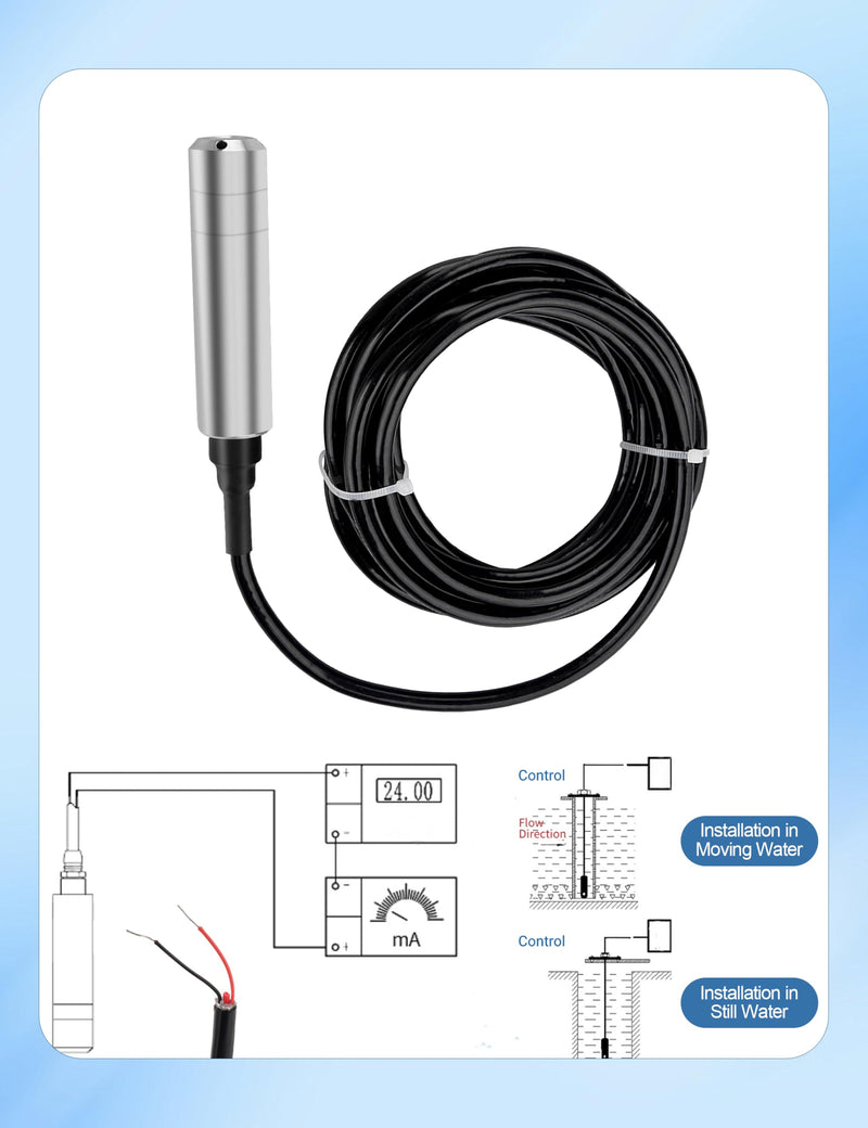 Liquid Level Sensor Cable Submersible Transmitter Water Level Sensor Detector Cable, IP68 Liquid Level Transducer, 4-20mA Water Level Sensor Detector 0-39.37 inch
