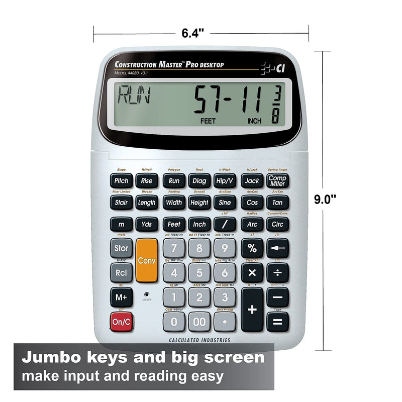 Calculated Industries 44080 Construction Master Pro-Desktop Advanced Construction Math Feet-Inch-Fraction Calculator with Trig Tool for Architects, Estimators, Contractors, Builders and Remodelers Desktop