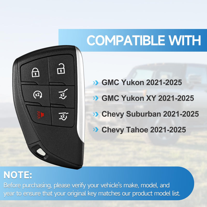 2 Pcs Smart Key Fob Replacement Remote fits for GMC Yukon/Yukon XY 2021 2022 2023 2024 2025 Chevy Suburban Tahoe 2021-2025 Smart Car Keyless Entry Remote YG0G21TB2 433Mhz 13548434 13541567