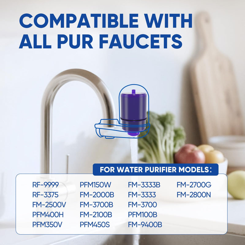 PUREPLUS Heavy Metal Reduction Faucet Filter Replacement, Compatible with PUR® Plus RF9999®, Removes Lead, Mercury, Chlorine, Fits FM-2500V, FM-3700, PFM350V, Advanced Faucet Mounts, 6 Pack Heavy Metals Removal