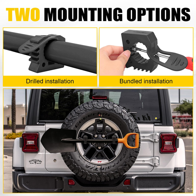 Quick Release Rubber Clamp Mount Shovel Axe Holder Mount Compatible With Truck Boats Trains Vans Or Wall Fits for 1-1/7'' to 1-3/7'' Diameter Tool Or Round Tube 13PCS 13 Pack