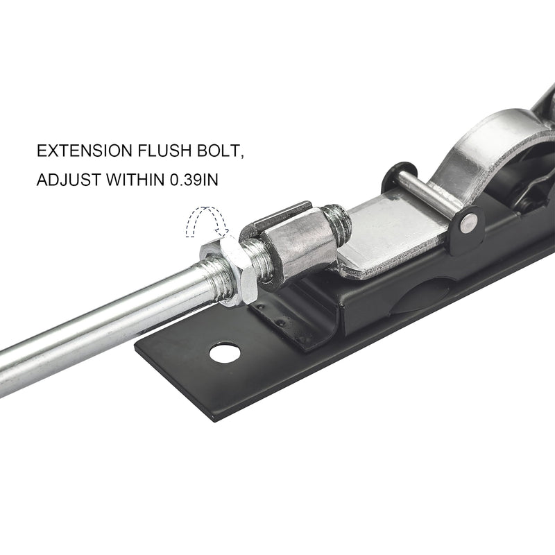 TOGU 2 Pack Solid Lever Extension Flush Bolt Latch Slide Bolt Lock in 6" 8" 10" 12",Concealed Security Door Lock for French Doors,Composite Doors,Wood Doors,Double Doors,Matte Black Finish-12" 12 inch-2pcs