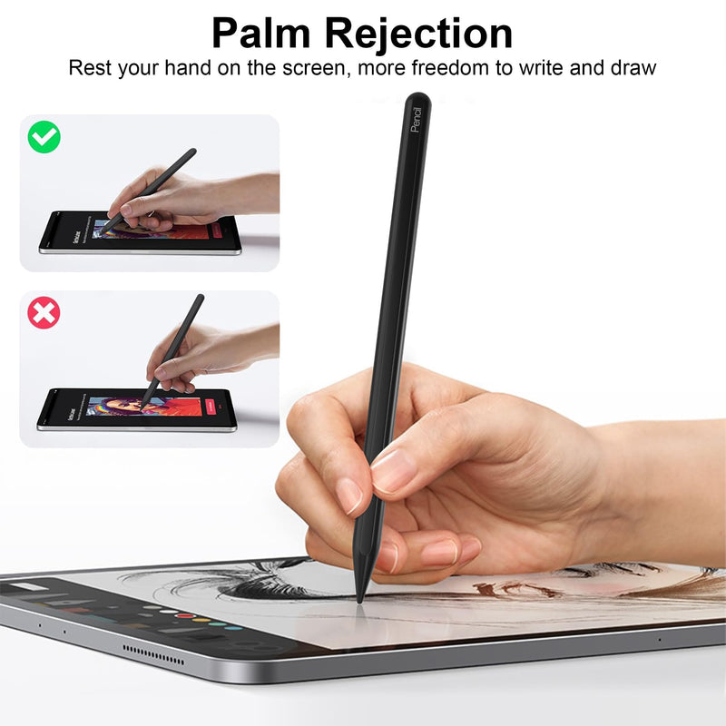 Stylus Pen with Note-Taking,Drawing for iPad Pencil 2nd Generation,Compatible with iPad Pro 11 in 1/2/3/4,iPad Pro 12.9 in 3/4/5/6,iPad Air 4/5,iPad Mini 6 with Magnetic Wireless Charging（Black） Black