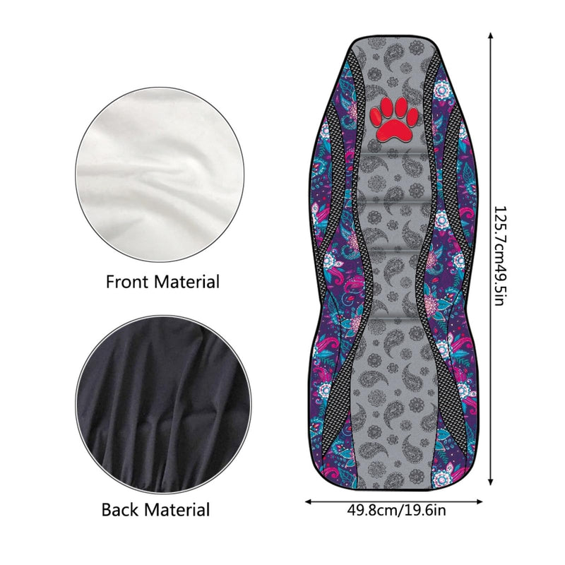  [AUSTRALIA] - Red Paw Print Car Seat Covers Non-Slip Automobile Seat Covers Boho Flower Waterproof Front Seat Cushion Interior Auto Accessory Protection for Cars Truck Van, 2 Pcs Set A-Red Paw Print Boho Flower