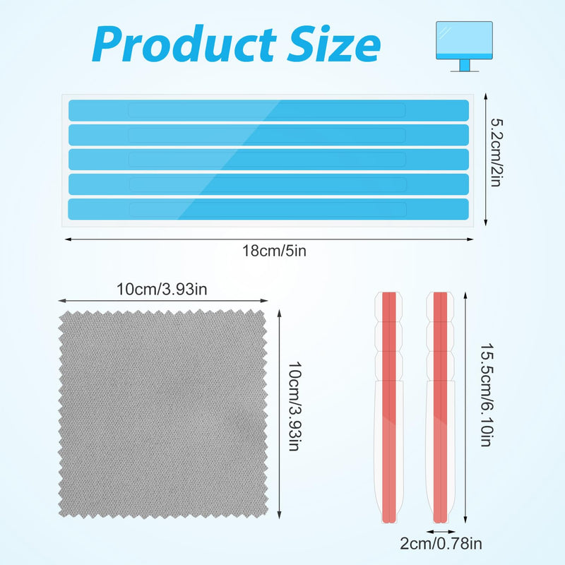 12pcs Privacy Screen Adhesive Strips and 2pcs Plastic Slide Mount Tabs for Computer Monitors with Microfiber Cloth for Easily Installing Laptop Privacy Screen Protector - Replacement Kits