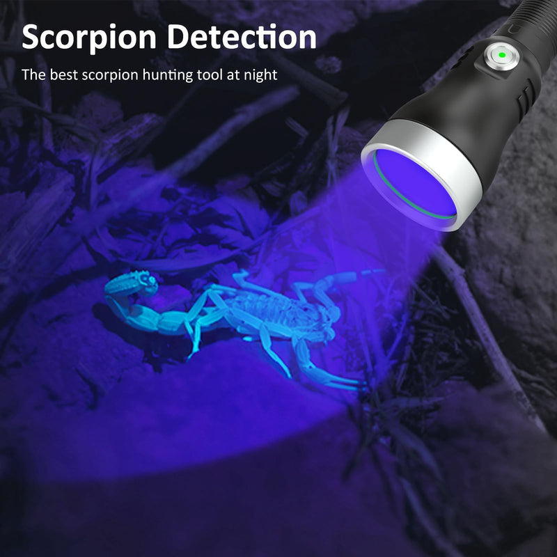 XLENTGEN 365nm High Power Black Mirror UV Light Detection Flashlight, UV Blacklight Light USB Rechargeable, Pet Urine Detector, Resin Curing, Blood Tracking, Appraisal, Fluorescent Detection