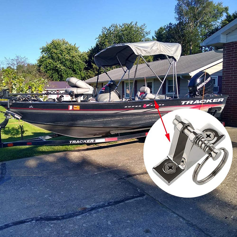 VTurboWay Bimini Top Deck Hinge with Pin and Ring, 316 Stainless Steel, Free Installation Screws 4