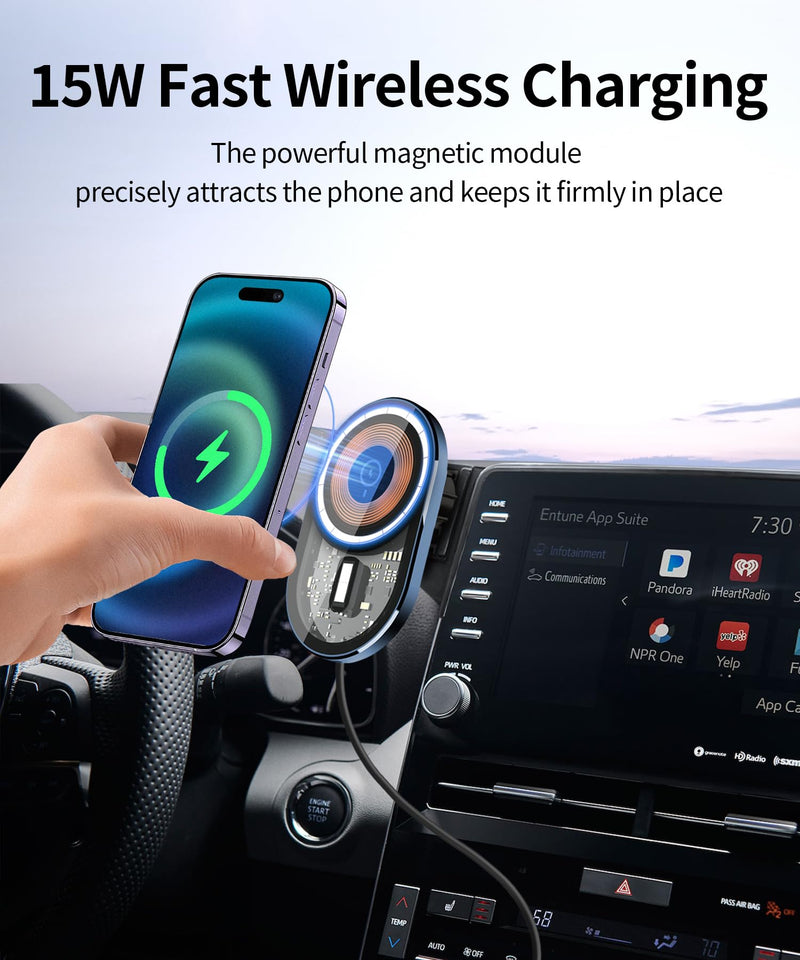 Wireless Charging Car Phone Holder for Toyota Avalon 2019-2022, 9" Screen | Magsafe Accessories Fast Charging Magnetic Cell Phone Holder Clip Compatible with iPhone Android, 3D Fit Vehicle Phone Stand