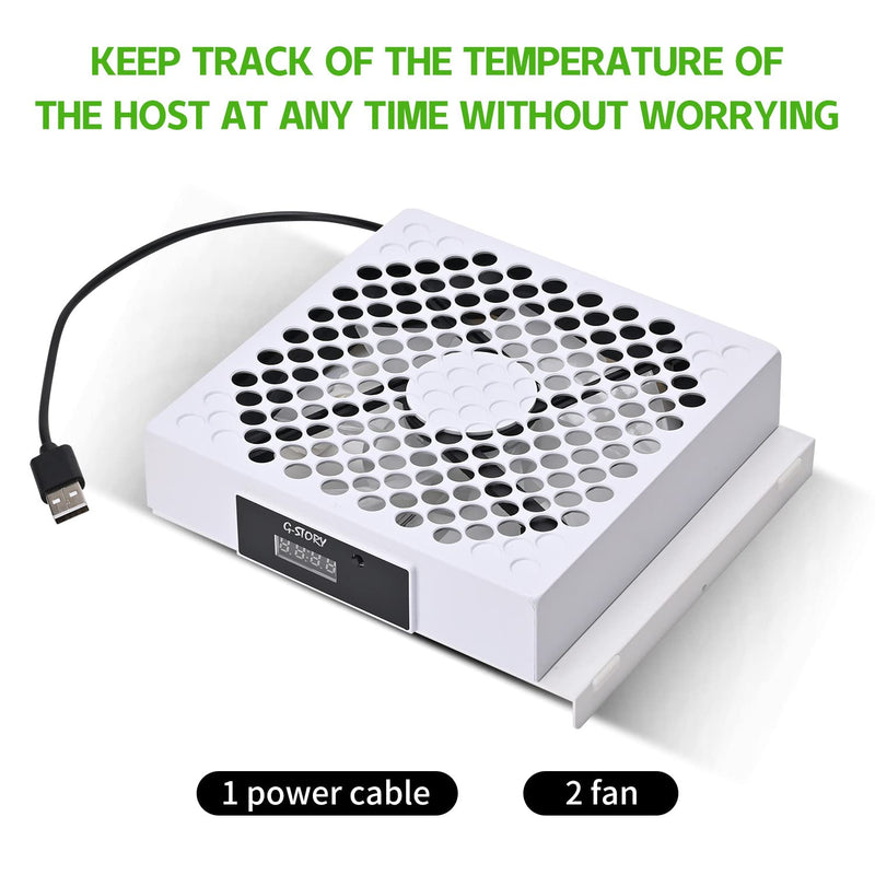 G-STORY Cooling Fan for Xbox Series S, Auto 3 Speed Adjust Temp Display RGB WHITE