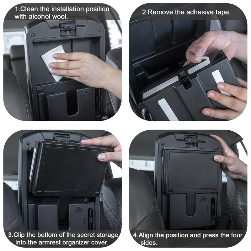 JDMCAR One-Touch Hidden Storage Box Compatible with Toyota 4Runner Accessories 2010-2023 2024 Center Console Organizer Black-Fits 2010-2024 4runner