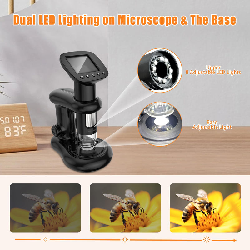 Digital Microscope with 2" Screen for Adults Kids, Coin Magnifier with Light and Stable Stand, Hobbyist Microscope Magnifying Glass 100X, Collector Pocket Jewelers Loupe