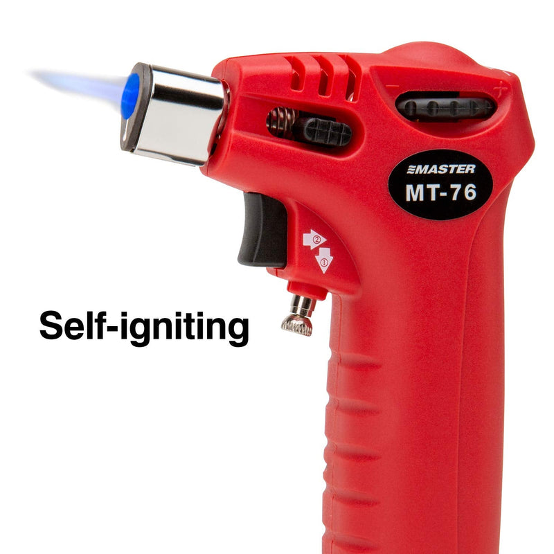Master Appliance MT-76 Triggertorch 3-in-1 Heat Tool with Soldering and Hot Air Tips, Self-Igniting Multi-Function Butane Torch Lighter, Flame Temp up to 2500F Triggertorch with Soldering and Hot Air Tips