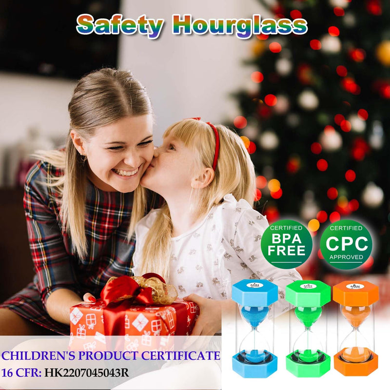 SuLiao Sand Timers 1m/2m/3m/5m/10 Minute,Plastic Hourglass Sand Timer for Kids,Colorful Large Hour Glass Clock,Visual Sandglass Set for Classroom Games Kitchen Office Desk(Pack of 5) 1/2/3/5/10 Minutes Blue/Green/Orange/Red/Purple