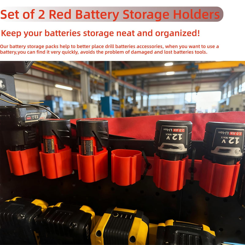 Battery Holder and Tool Holders Compatible Milwaukee M12 12V Wall Mount Plastic Hanger Battery Drill Tool Storage for Shelf Work Van Toolbox with 22 Screws