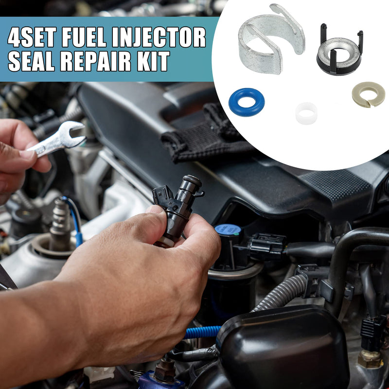 X AUTOHAUX 4 Set Fuel Injector Seal Repair O-Ring Kit 06H998907A 06J998907 06G998907 for VW Beetle Golf Passat Jetta Tiguan for Audi A3 A4 S4 A5 S5 A6 Q3 Q5 TT