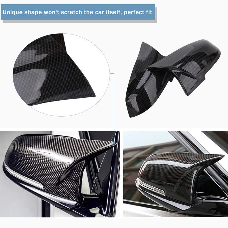 Door Rearview Mirror Cover Cap Carbon Fiber Replacement for BMW F20 F22 F30 F31 F32 F33 F36 F87 M2 X1 E84 328330i 335i 428i 435i - 2PCS (Carbon Fiber)