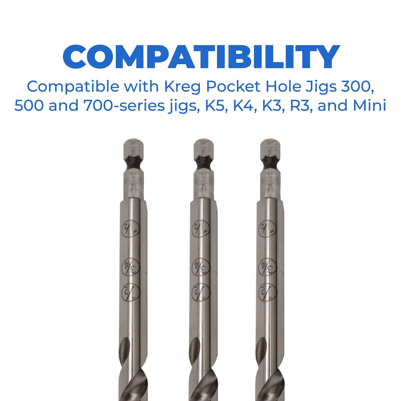 Kreg Easy-Set Pocket-Hole Drill Bit - Precision Drill Bit for Accurate Pocket Hole Drilling - Woodworking Tool - for Materials 1/2" to 1-1/2" Thick - KPHA300-2 Count 2