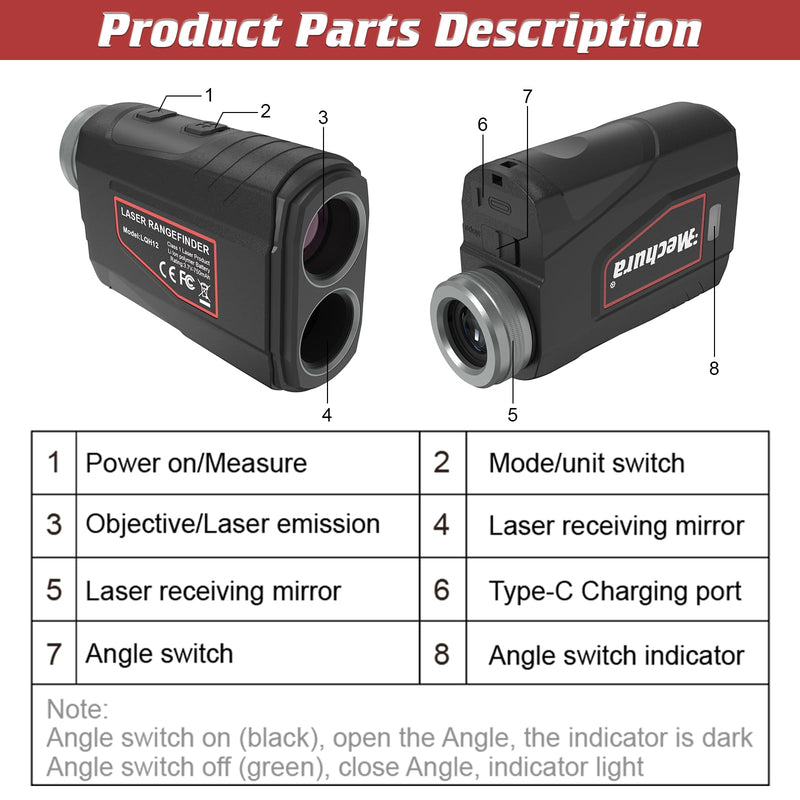 Golf Rangefinder 1300 Yards with Slope, 6X Magnification | Laser Range Finder for Hunter, Flag Lock Vibration & Magnetic, Rechargeable Golf Accessories for Men, Hunting Gifts for Men