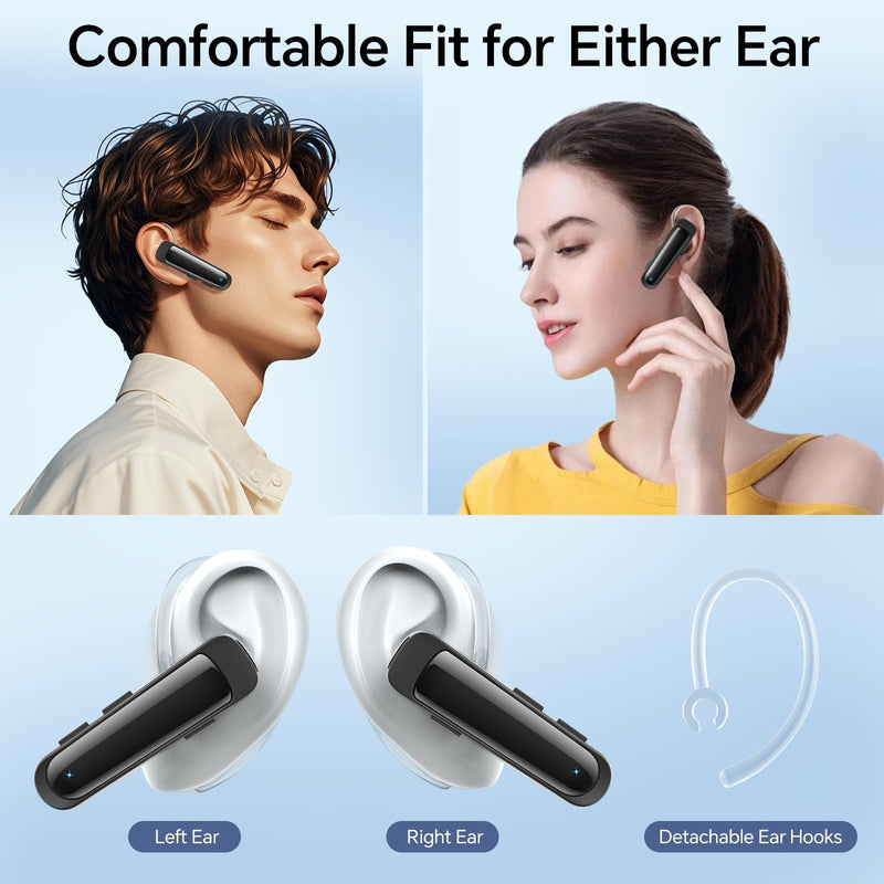 Bluetooth Headset Wireless Earpiece Single Ear Earphones with Microphone | HD Sound Hands Free Calling Lightweight Design Mute Function for iPhone Samsung Android PC Laptop TV Work Office Driving