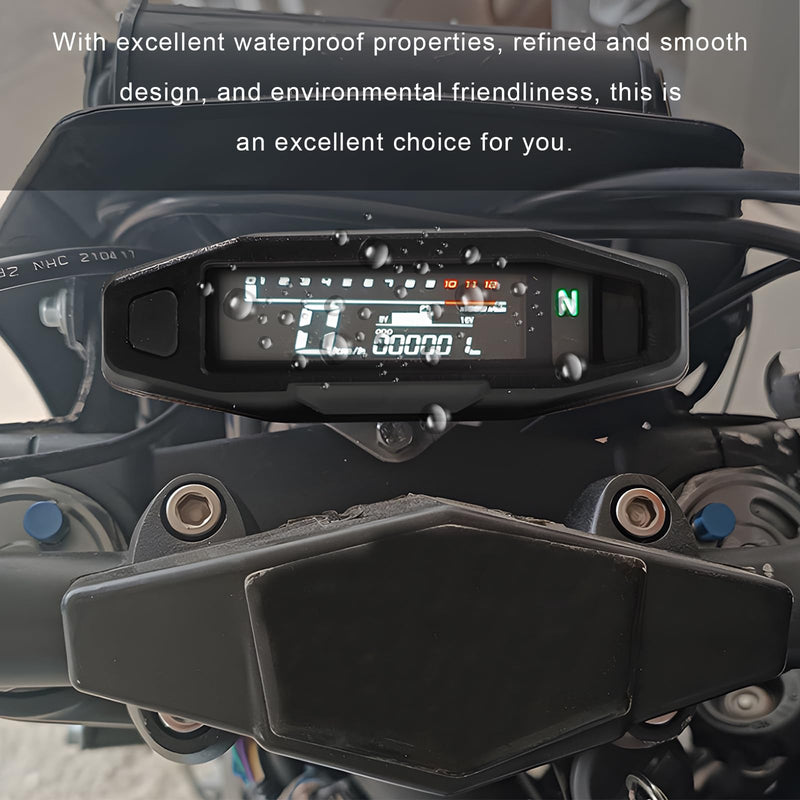 JINXl Motorcycle Speedometer, 6 Gear 12000 RPM Digital Speed Gauge with Mini LCD Screen, Waterproof Gauge Cluster Tachometer Odometer Oil Level Meter for Small Engine Motorcycles