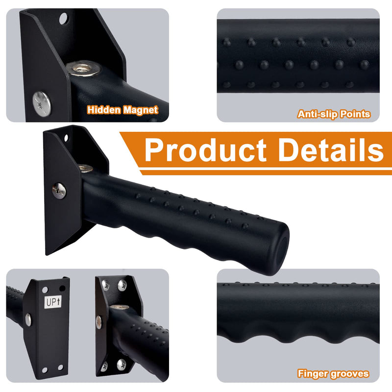 Flip up Grab Bars for Elderly for Wall, 6 inch Folding Doorway Assist Handle, Handicap Grab Bars for Doorframe, Stairs Steps, Mobility Aids for Elderly, Seniors and Alzheimer (Black) Black