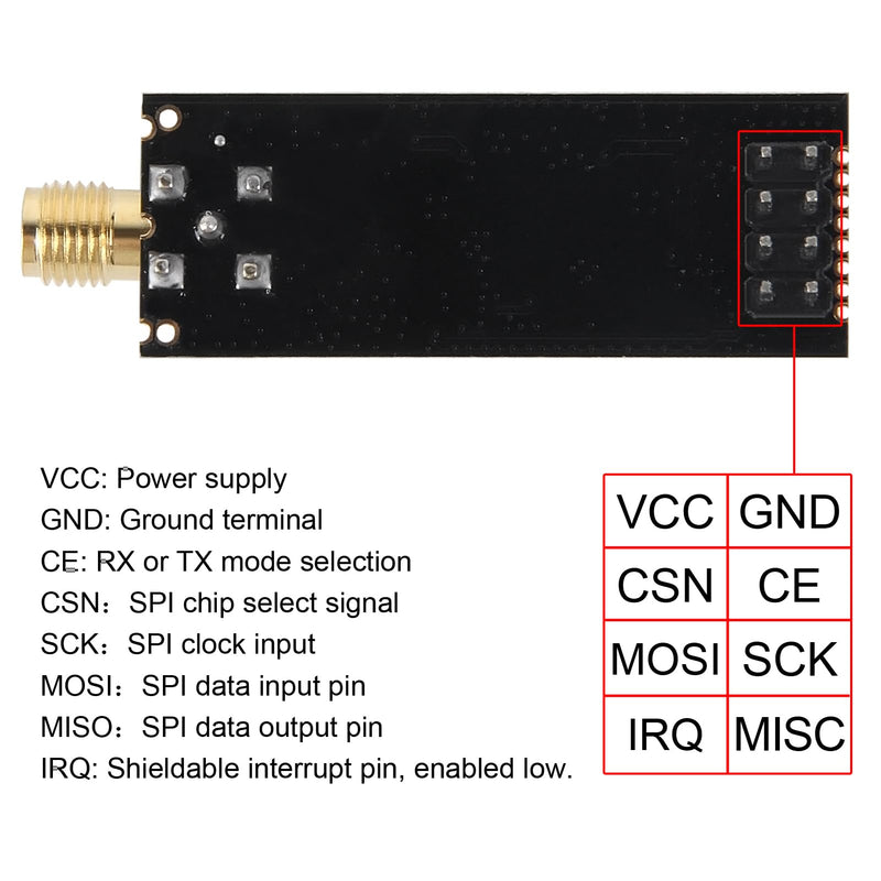 NRF24L01+PA+LNA 2.4GHz Wireless Transceiver Module with SMA Antenna & Breakout Adapter 1100m Range On-Board 3.3V Regulator for Arduino 1pcs