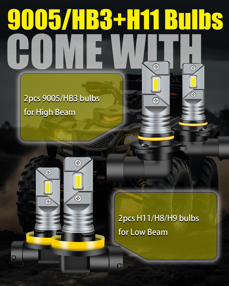 Dodge RAM 1500 2500 3500 High Low Beam Light Bulbs 2009 2010 2011 2012 2013 2014 2015 2016 2017 2018 2019 2020 2021 2022 2023, 6000K White Super Bright, Plug n Play, Pack of 4 DODGE RAM 1500/2500/3500(2009-2023)4pcs