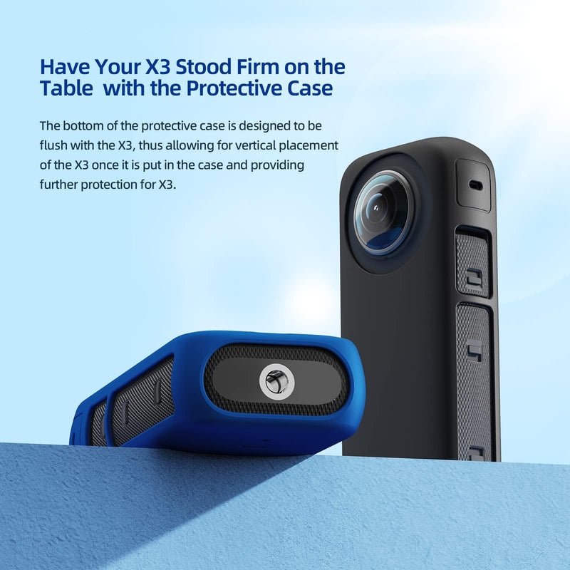 Protective Case for Insta360 X3 Panoramic Action Camera, Silicone All-Round Cover - Black