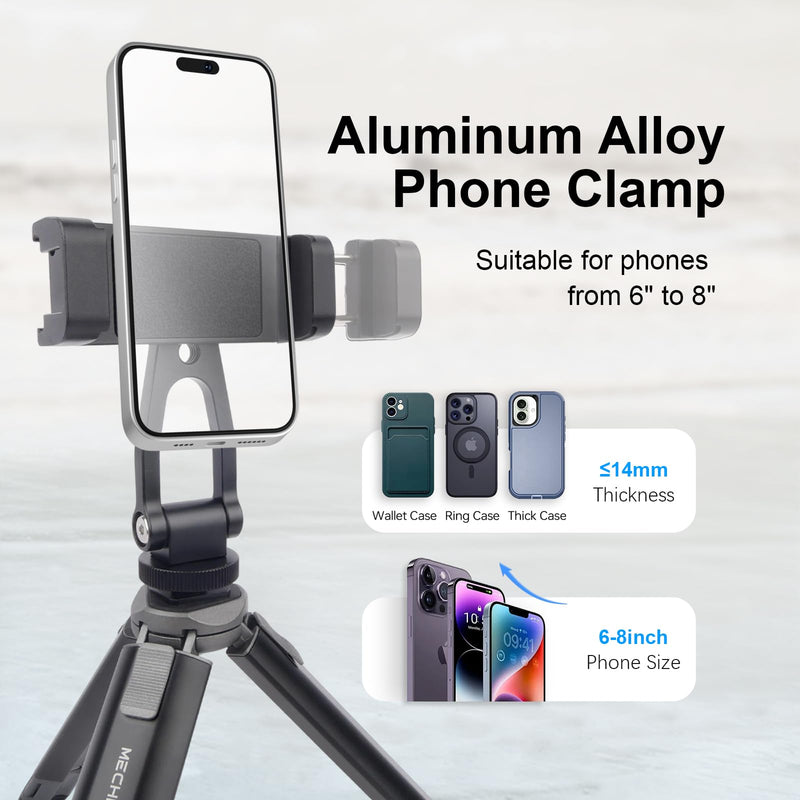 Mini Camera Tripod Kit, All Aluminum Desk Tripod with 360° Phone Holder for DSLR/Action Camera/Cellphone, Phone Tripod Stand Selfie Stick for Video Recording/Vlogging, Max Load 11lbs (SY027)
