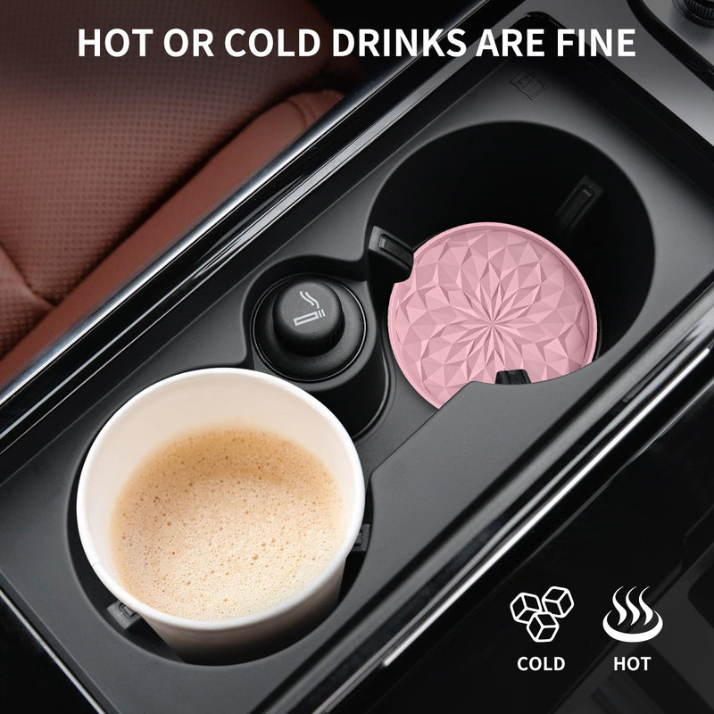 ME.FAN Car Coasters for Cup Holders [4 Pack] - 2.75In Silicone Auto Mug Mats - Universal Non-Slip Recessed Car Interior AccessoriesDusty Rose 4 Pack-dusty Rose
