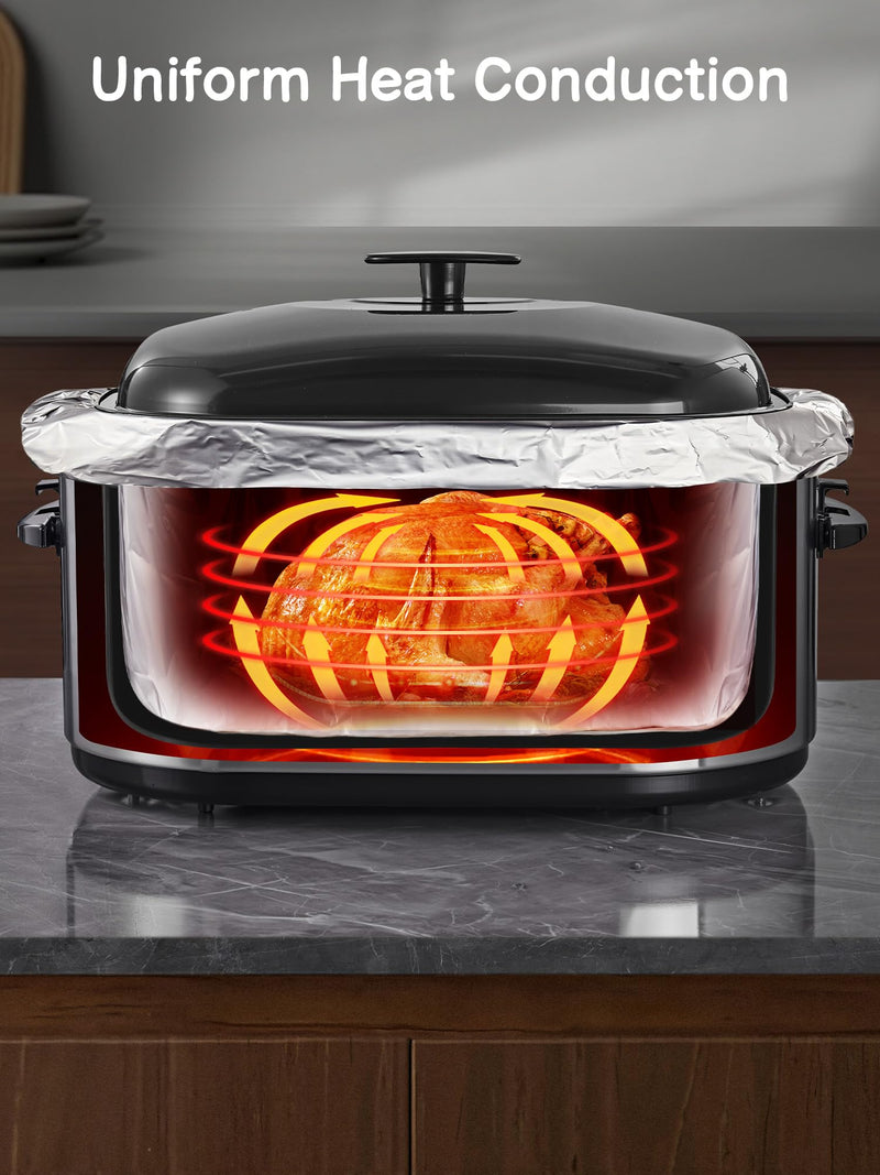 SMARTAKE Foil Electric Roaster Liners, 4-Count Disposable Turkey Oven Cooking Bags, Fits 16, 18, 22 Quart Roaster Pan, Instant Cleanup for Thanksgiving Christmas, 16 x 34 Inch