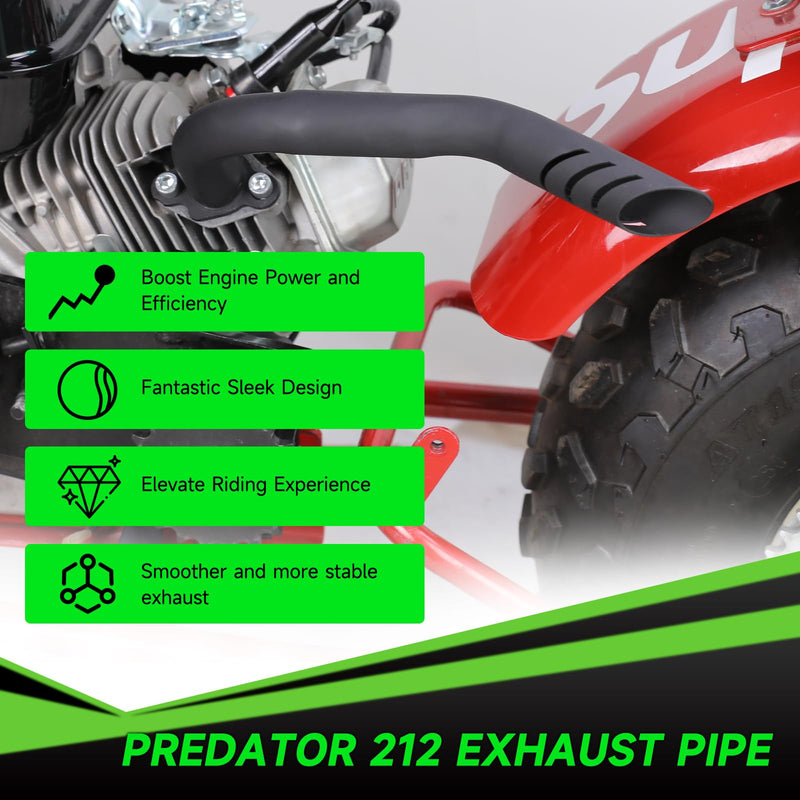 212cc Exhaust Pipe Kit Compatible with Predator 212 196cc 224cc Coleman Mini Bike CT200U CT200U-EX BT200X KT196 Go Kart Baja Warrior GX160 GX200 OHV Clone Engine Parts w/Valve Springs (Black) Black