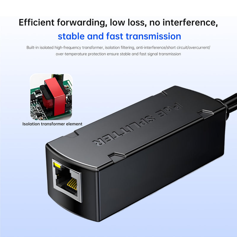 Gigabit PoE Splitter 12V 1.2A Output, 10/100/1000Mbps Ethernet Over Powerline Adapter Power Over Ethernet Adapter for Security Camera CCTV Surveillance ZH252