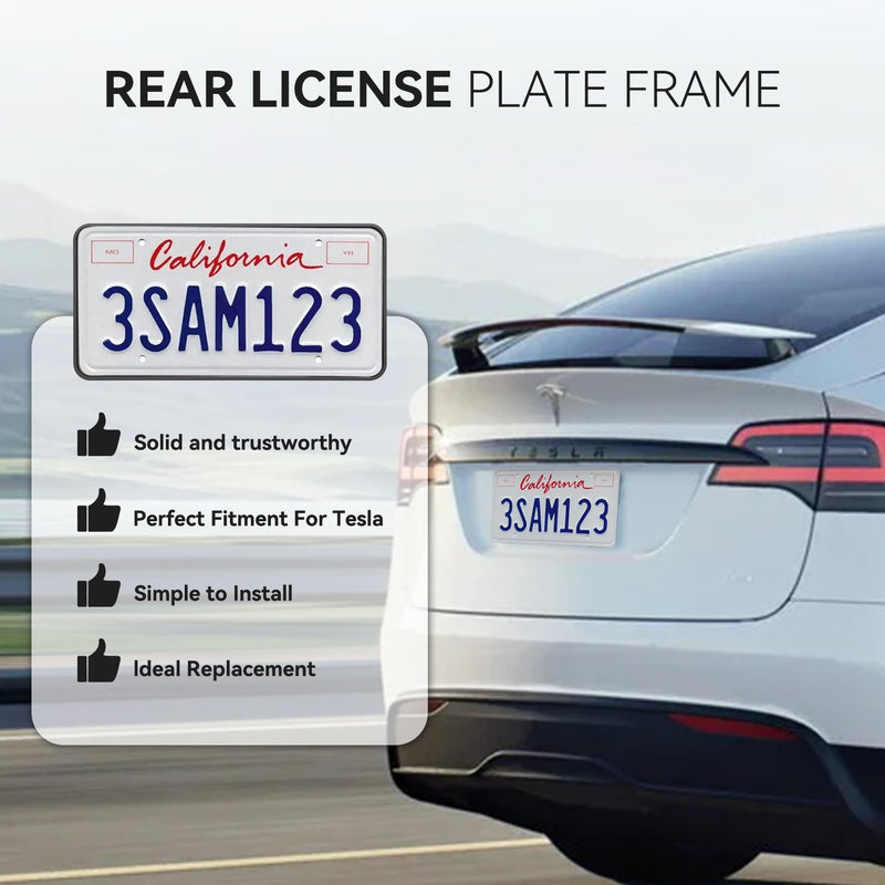 109684400B Rear License Plate Frames for Tesla Model Y and Model 3, Rear Plate Holder with Metal Stainless Steel Screws Cap and Screws, Rust Proof Rattle Proof Rear Plate Mounting Kit
