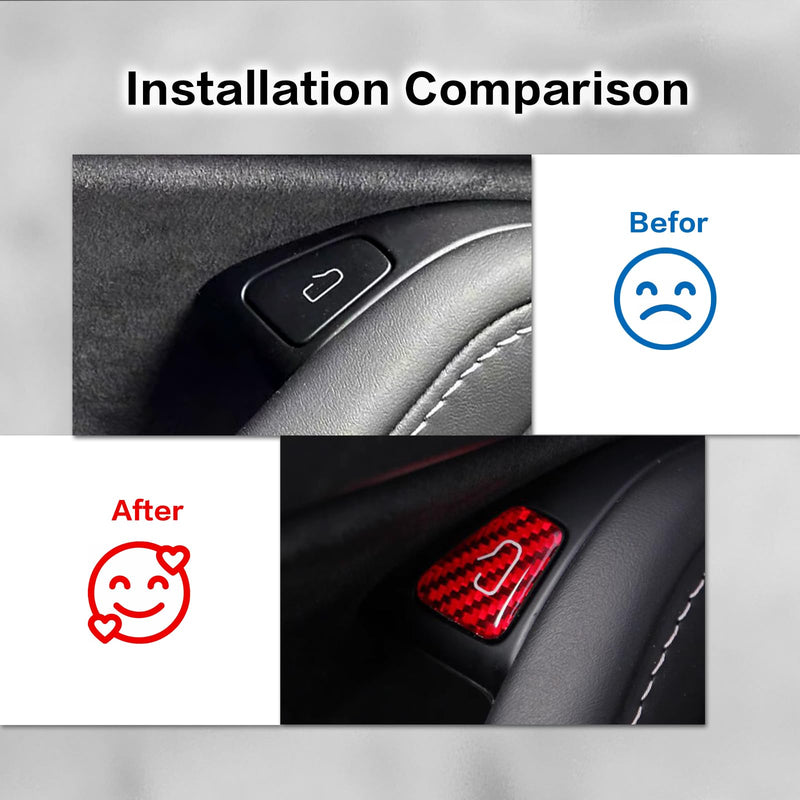 Door Switch Button Panel Cover for Tesla Model 3/Y, Carbon Fiber Interior Accessories (Red Carbon Fiber, 2017-2023 M3/2021-2024 My) Red Carbon Fiber