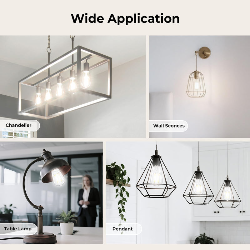 GvvooHome Dimmable LED Edison Bulbs, 4000K Daylight White, 6W Equivalent to 60 watt E26 LED Bulb, ST58 Vintage Light Bulbs, 600LM, 90+ CRI, E26 Base, Clear Glass, 10 Pack