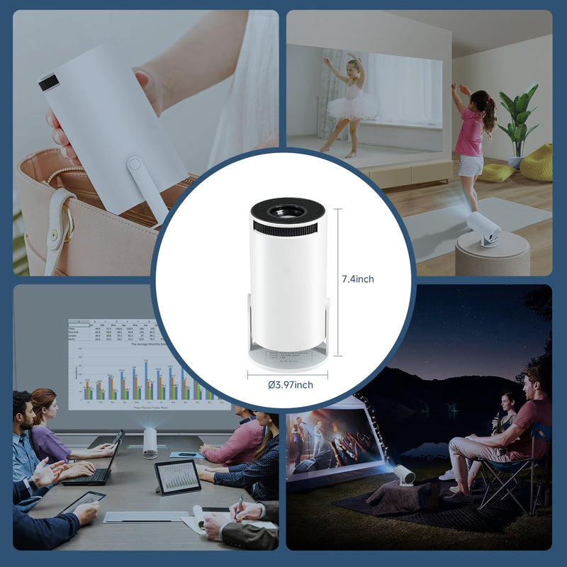 1080P Projector with Android 11, 300 ANSI Home Theater Projector, 4K Support, 30-130” Display, WiFi 6, BT 5.0, Portable Movie Projector Compatible with Smartphone, HDMI,USB white