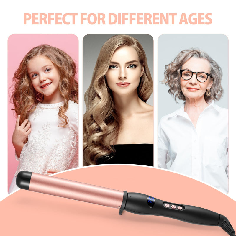 Hair Curling Wand 32mm, Haglater Curler Quick Heating Curling Wand for Long Hair, Ceramic Barrel Curling Iron with Adjustable Temperature 80-230°C 1.3″