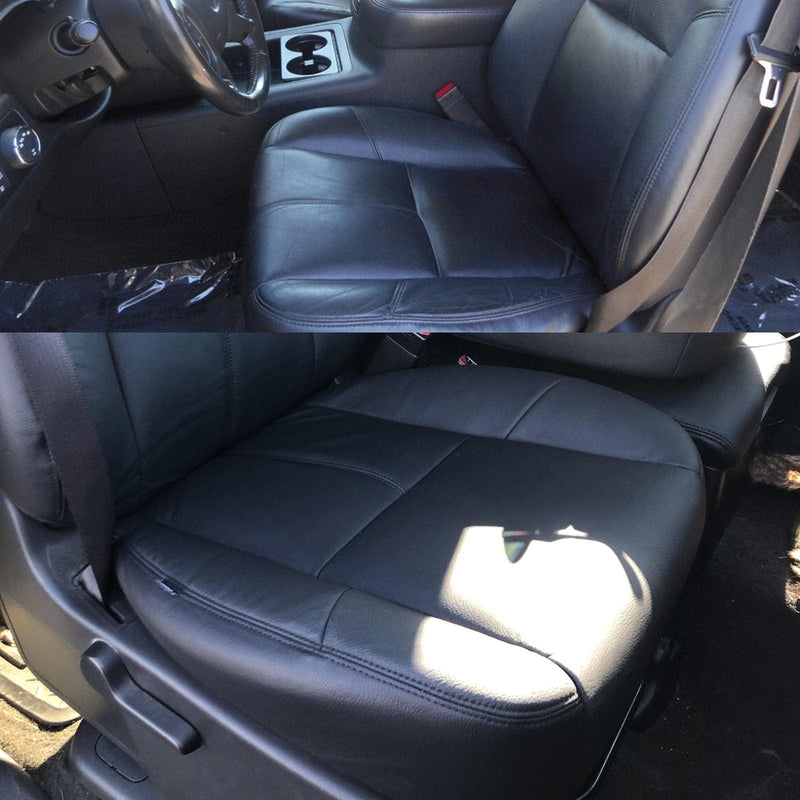 GXARTS Driver or Passenger Side Bottom Replacement Leather Seat Cover Black Compatible with Chevy Avalanche Silverado Suburban Tahoe GMC Sierra Yukon 2007 2008 2009 2010 2012 2013 2014