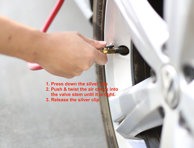 EPAuto 2 Pack Open Flow Straight Lock-On Air Chuck with Clip for Tire Inflator Open - 2PK