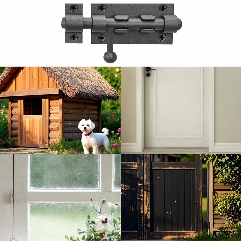 4 Inch Slide Barrel Bolt Latch Door Slide Lock, Solid 304 Stainless Steel Gray Bolt Lock, Thickened Heavy Duty Gate Latches for Wooden Fence Metal Gate Yard Shed Warehouse Cabinet Window (2 Pack) 4 Inch Gray 2 Pack